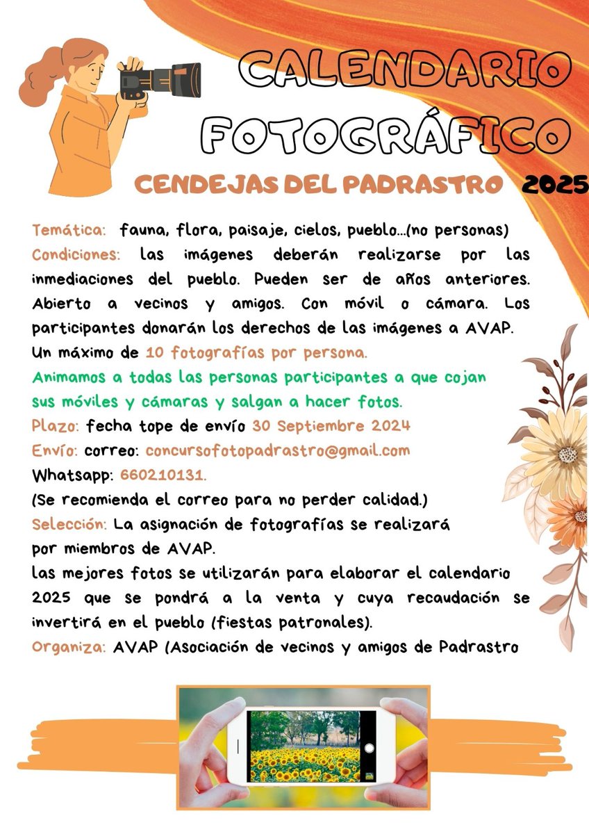 CPadrastro's tweet photo. ¡Recordatorio para envío de fotografías calendario 2025! https://t.co/hZLy2cCNxU