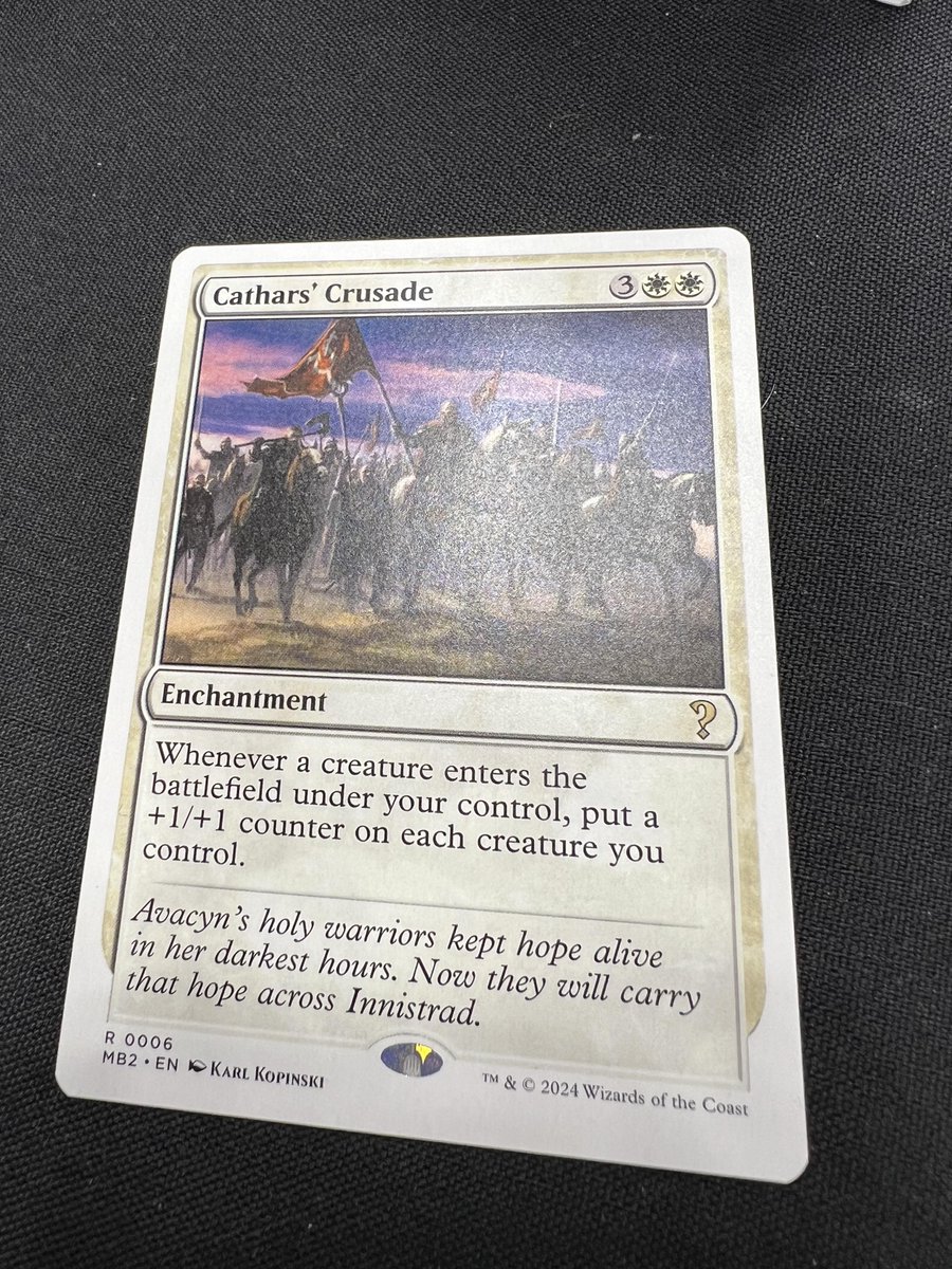 White Bordered Cathars' Crusade is a card in #MTG Mystery Booster 2! White Bordered Cathars' Crusade is a card in #MTG Mystery Booster 2!