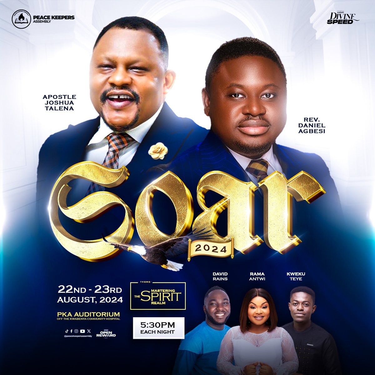 PeaceKeepersInt's tweet photo. Get ready to take off in the spirit! It is time to #soar!

SOAR 2024 is the convocation of believers that will elevate you to higher heights.

Come with friends and loved ones. This is your time to mount up with new wings and soar into higher realms.

#PKA #SOAR2024 https://t.co/vV6uQu1dms