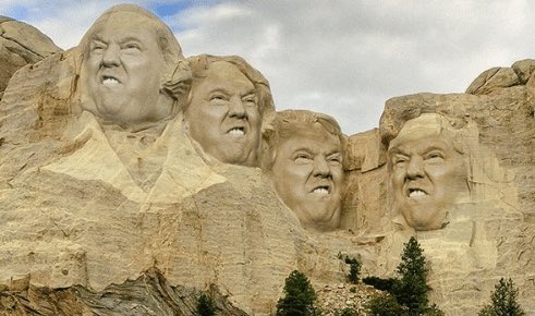 JoeMiller4547's tweet photo. @RealDrGina Too late granny. The boss claims the space. #MountTrumpmore https://t.co/aeXH9ojOaJ