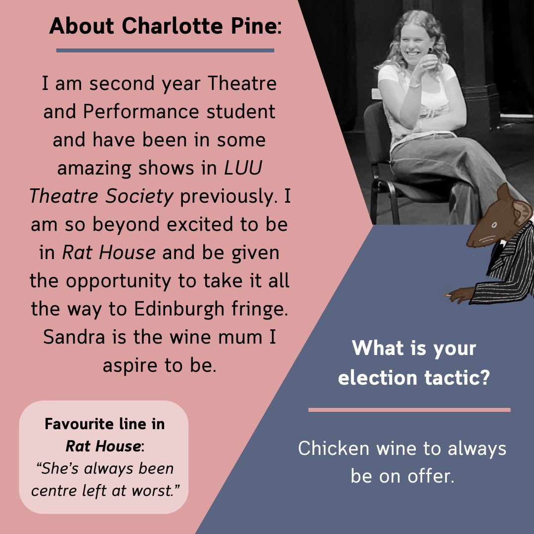 Introducing the cast of ‘Rat House’ [part 1/2]

🐀🏠

We can’t wait to see you in Edinburgh 14th-24th August

#rathouse #edfringe #edinburghfringe #comedy #theatre #fringe