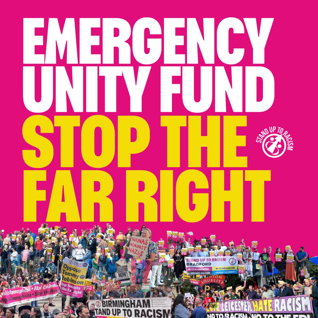 Stand Up to Racism has organised protests to oppose the far right across the country this weekend✊🏽

But with racist attacks &amp; fascists on the streets, there is an urgent task to build the antiracist fightback

Please donate to help us step up our action bit.ly/unityfund24