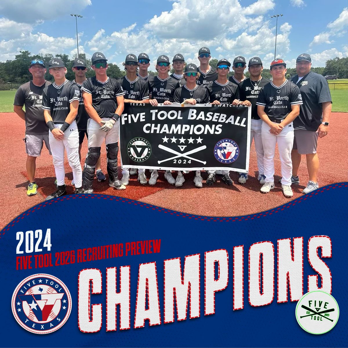 ✭Five Tool Texas✭ (@fivetooltexas) on Twitter photo 🏆Champs🏆
Congrats to <a href="/FWCats_Kirby/">Ft. Worth Cats Baseball Club</a> White on winning the <a href="/FiveTool/">Five Tool Baseball</a> 2025/2026 Recruiting Preview!
#WatchEm 🏆Champs🏆
Congrats to <a href="/FWCats_Kirby/">Ft. Worth Cats Baseball Club</a> White on winning the <a href="/FiveTool/">Five Tool Baseball</a> 2025/2026 Recruiting Preview!
#WatchEm