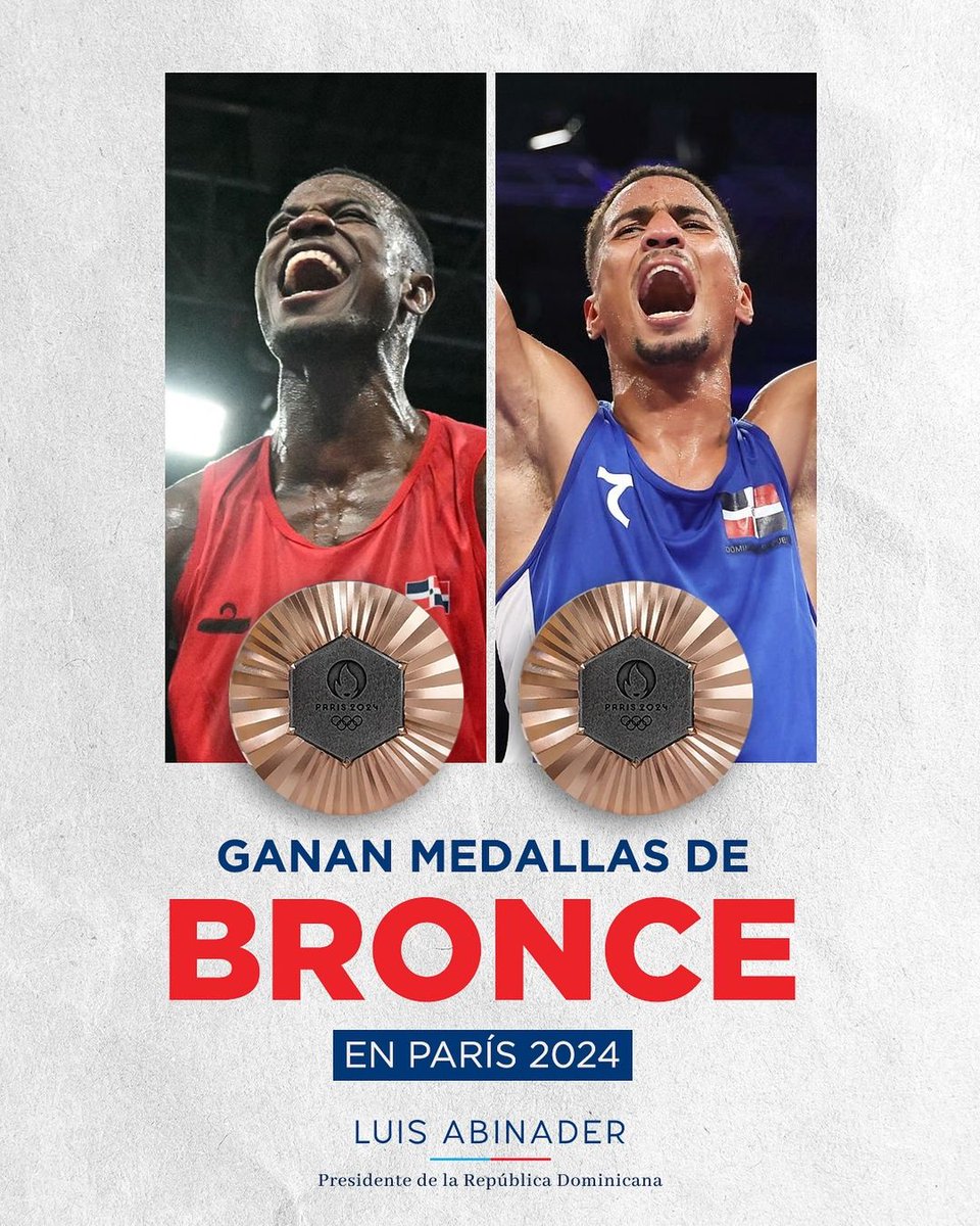 ¡Qué gran logro para República Dominicana! Yunior Alcántara y Cristian Pinales han conseguido las primeras medallas para nuestro país en <a href="/Paris2024/">Paris 2024</a> al llevarse el bronce🥉.

#OrgulloDominicano 🇩🇴