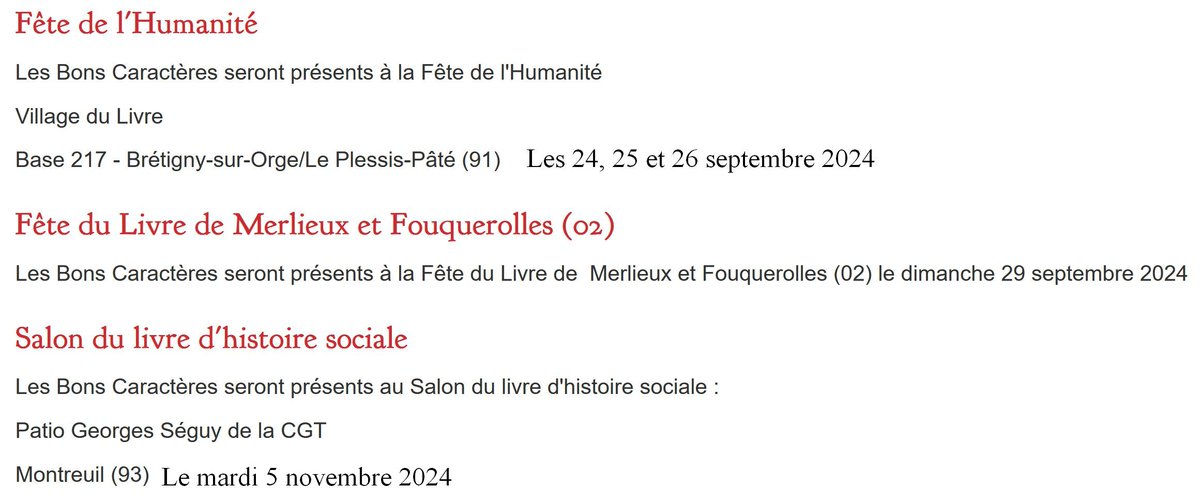 Sur notre agenda :