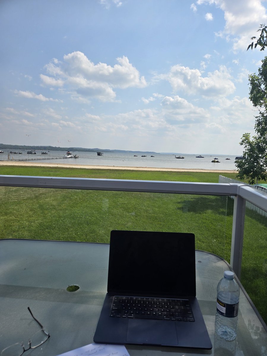 Today's office. At least a little reprieve from weather woes.