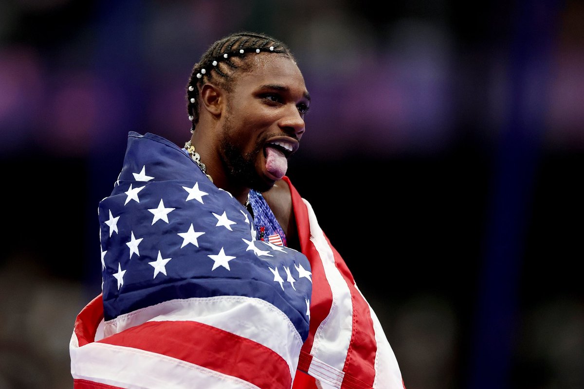 ComplexSports's tweet photo. I know the NBA “World Champions” hate to see a gold medal winning Noah Lyles coming https://t.co/T73PUXNG7F