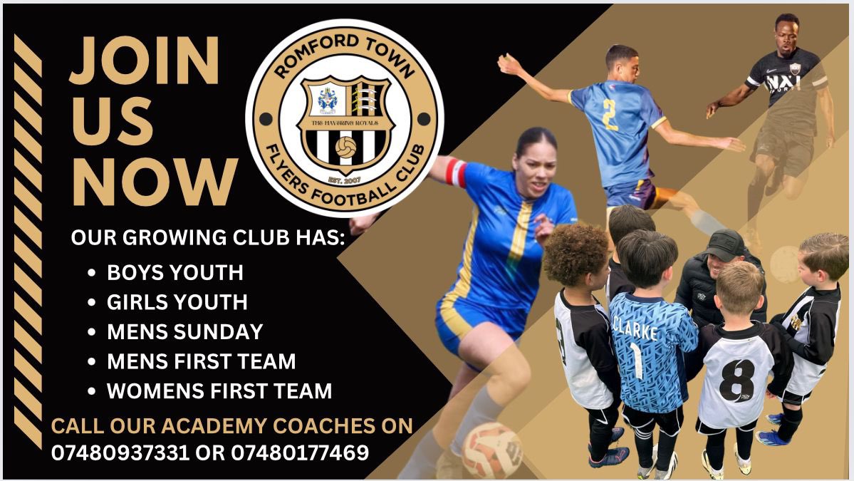 Romfordtownffc's tweet photo. JOIN US NOW | 
Our Men’s first team @EssexAllianceFL and youth boys &amp; girls 
@RomfordtownWFC first team  @ERWFLe 
DM or 📞 https://t.co/BJWQ3W7TL2