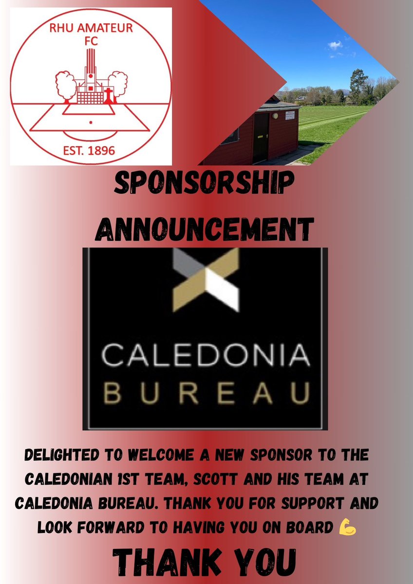 Delighted to welcome on board a new sponsor for this season for the <a href="/CaledonianAFA/">CaledonianLeague</a> 1st team. 

Scott Caldow and the Caledomia Bureau welcome to the Rhu ❤️