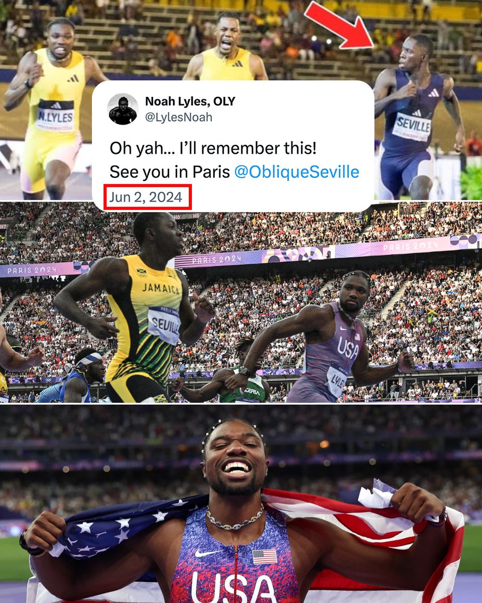 Two months ago, Oblique Seville stared down Noah Lyles at the Racers Grand Prix. Noah Lyles made it known he wouldn’t forget ✍️

Today he just claimed the title of fastest man alive 🔥