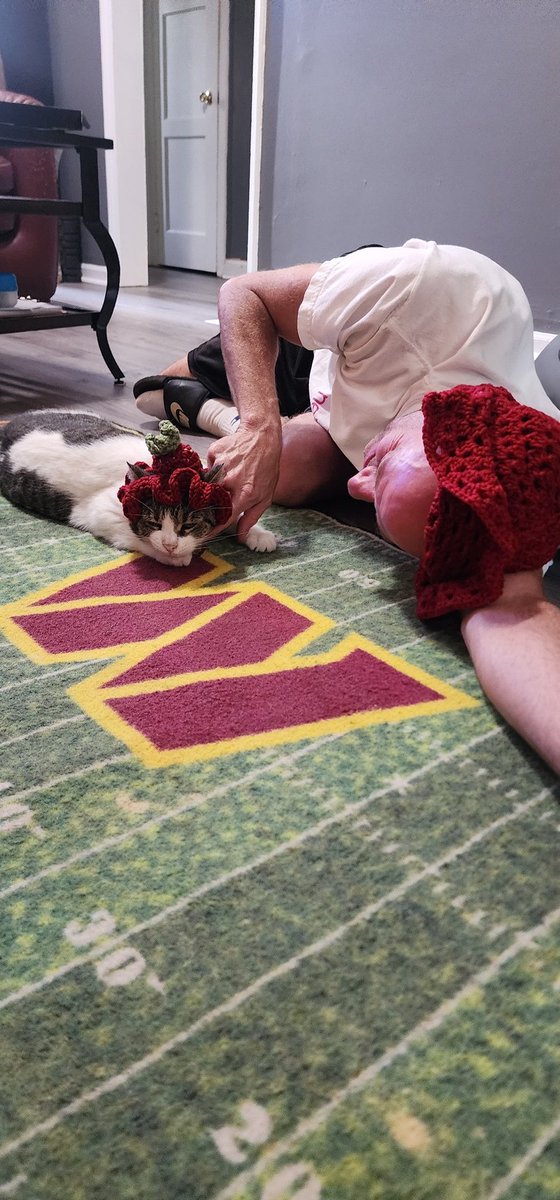 cking420's tweet photo. When a sweet girl that grew up with my oldest daughter makes a hat for Mike & his baby girl Nibbles. π π€£ π πΉ π π€£ #catclassics https://t.co/rivyaN1vpp