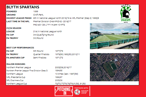 NorthernPremLge's tweet image. The next returning club are the 2016/17 @PitchingIn_ NPL Champions, with former player Robbie Dale taking the #2 spot in the #NPL50 Top 100 list. A team deep with FA Cup legacy from upsets.

Here is the info sheet on @Blyth_Spartans