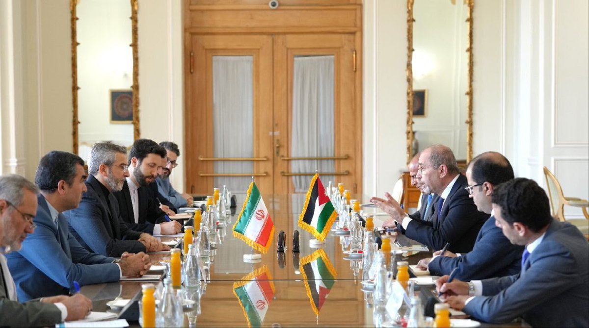 MarioNawfal's tweet photo. 🇯🇴 JORDAN TO IRAN: COME ON, GUYS, LET'S ALL JUST CALM.

🇮🇷IRAN: NOPE. NO WAY. ISRAEL IS "EVIL"

Iran’s Acting FM Ali Bagheri Kani insists on a "decisive response," condemning Israel's actions as "against international law" and a "violation of Iran’s national sovereignty and territorial integrity."

"The main reason behind the continuous aggression by the ‘criminal gang in Tel Aviv’ is the support of the US and some European governments for ‘this evil entity in the region’."

Jordan's FM Ayman Safadi:

"Our clear message is the necessity of ceasing the war as well as crimes and aggression by Israel in Gaza and the region."

Source: IRNA English