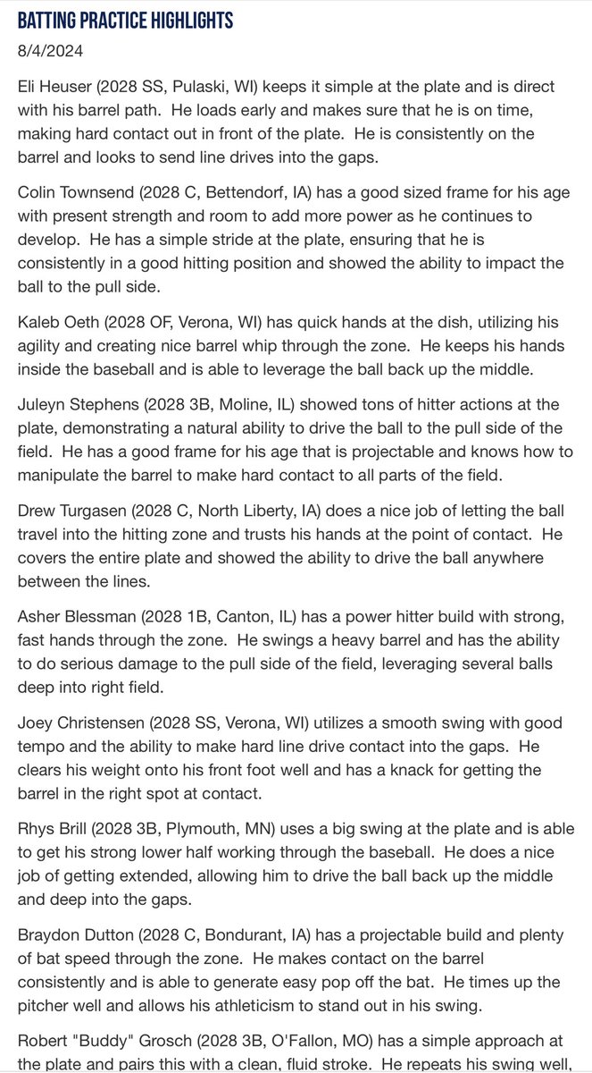 Batting Practice Highlights from the 14U Midwest All-State Games. Check out this blog and the rest of the Scout Blogs from the #MWAllState at perfectgame.org/Events/EventBl…