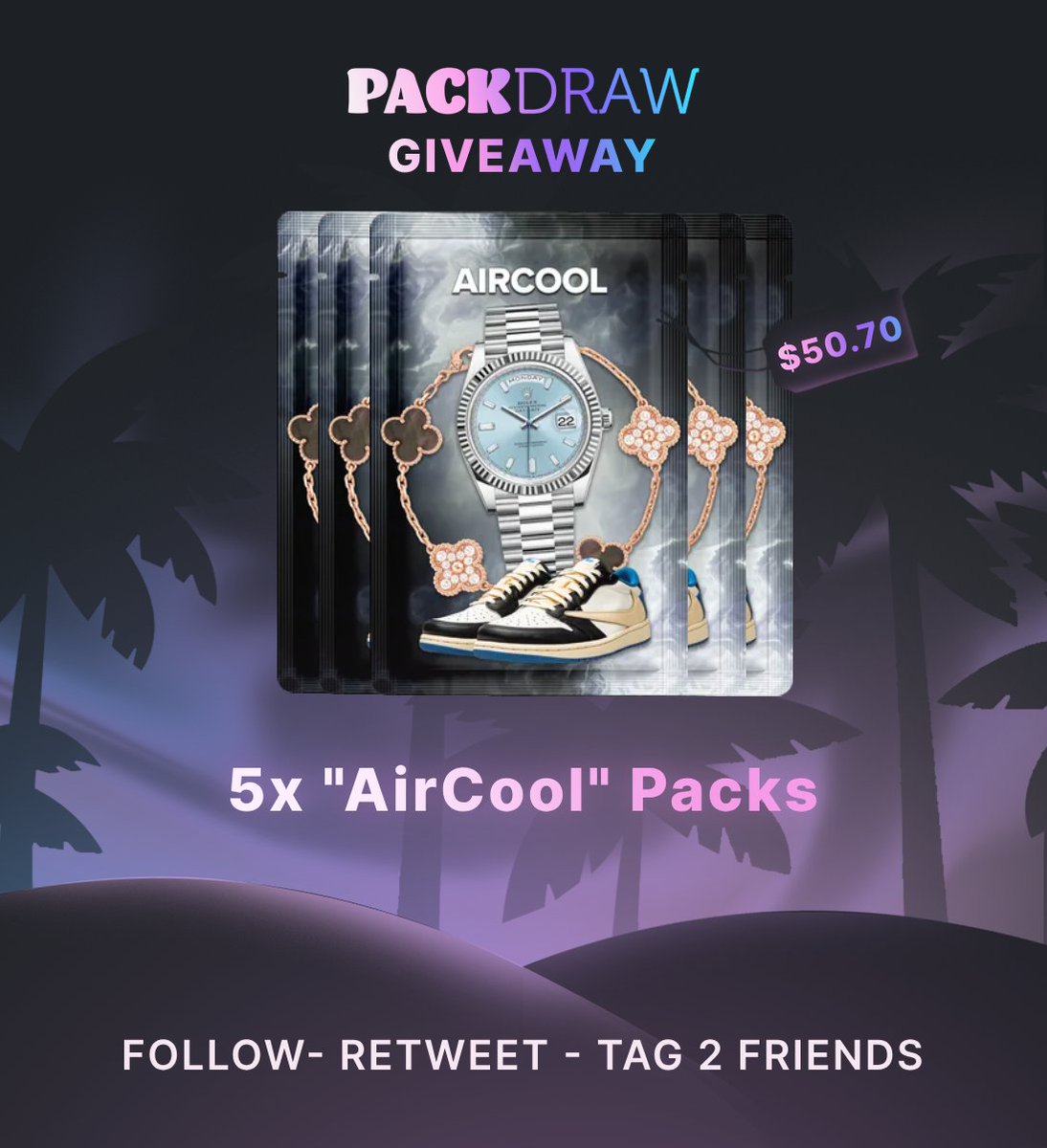 5x "AirCool" Pack Giveaway! ($50.70)

To Enter:
- Follow
- RT
- Tag 2 Friends

5 lucky winners will be picked in 24 hours! 😎