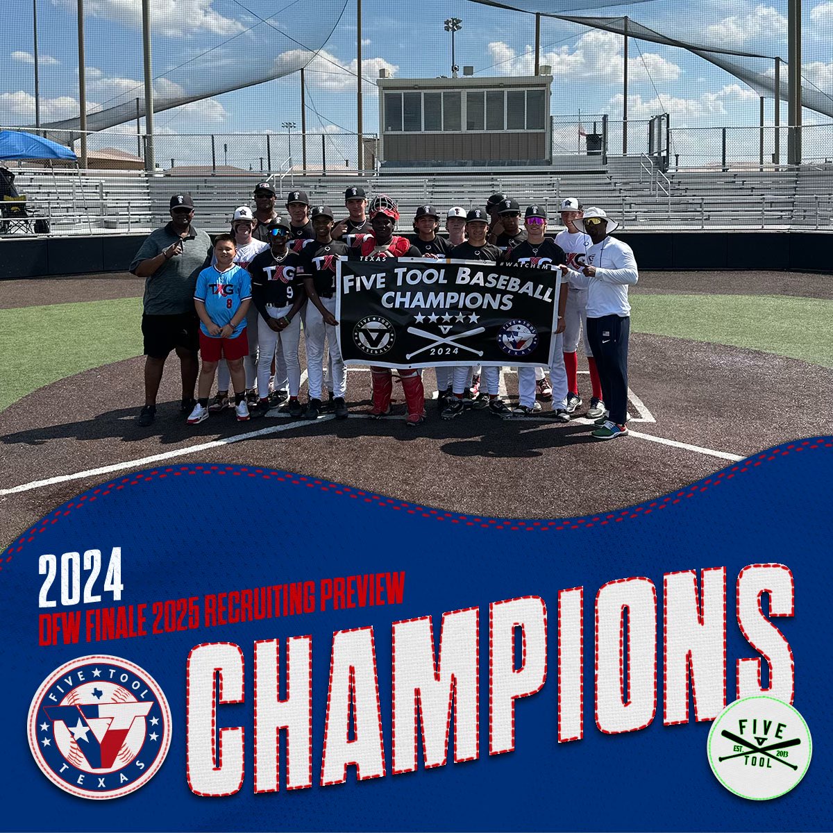 ✭Five Tool Texas✭ (@fivetooltexas) on Twitter photo 🏆CHAMPIONS🏆
Congrats to <a href="/TXGenerals/">Texas Generals est2019</a> National on winning the 15U Division of the <a href="/FiveTool/">Five Tool Baseball</a> Texas DFW Finale 2025 Recruiting Preview!
#WatchEm 🏆CHAMPIONS🏆
Congrats to <a href="/TXGenerals/">Texas Generals est2019</a> National on winning the 15U Division of the <a href="/FiveTool/">Five Tool Baseball</a> Texas DFW Finale 2025 Recruiting Preview!
#WatchEm