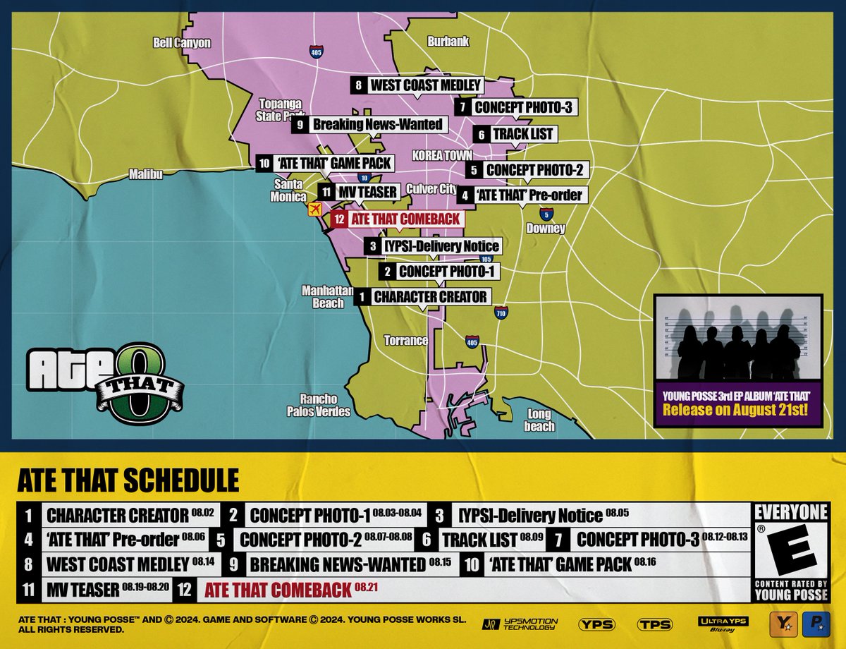 🗓️| YOUNG POSSE liberou o schedule do terceiro EP "ATE THAT". O lançamento irá ocorrer no dia 20/08 12:00 (BRT).

#YOUNGPOSSE #영파씨 #JIEUN #지은