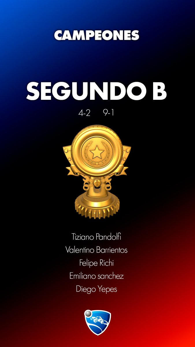 SEGUNDO B CAMPEÓN DEL TORNEO DE ROCKET LEAGUE🏆