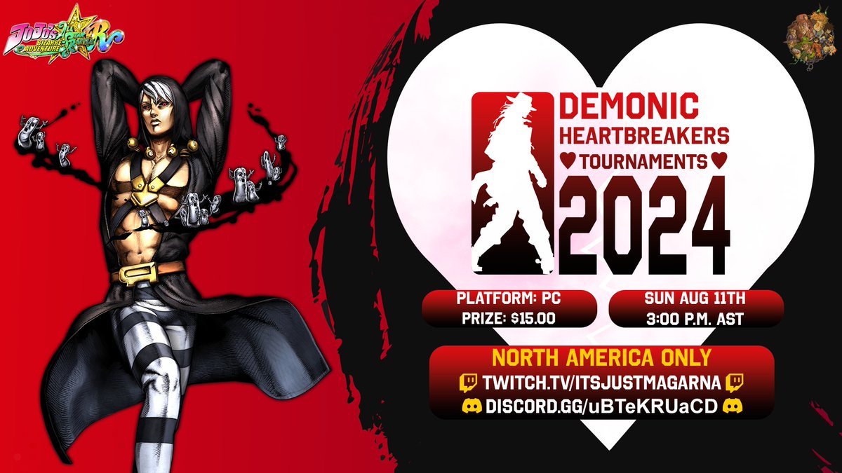 ItsJustMagales's tweet photo. Hi everyone!

We're hosting an #ASBR Tournament (Demonic Heartbreakers #6) happening on Sun, Aug 11th at 3 pm AST. Tournament rules are in the Discord server and on the Sign-up page. Prize pool is a minimum of $15! So come and join, and spread the word!

Links below 👇 https://t.co/ugahigmyfa