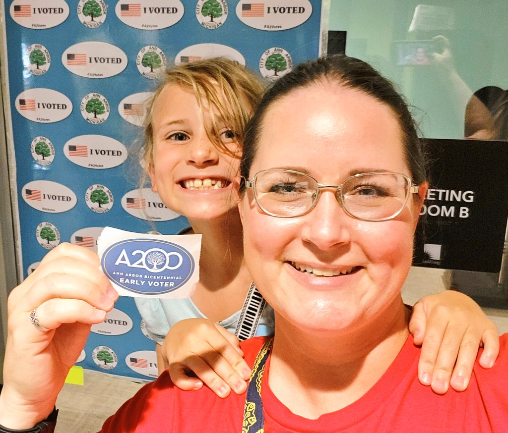 RepRheingans's tweet image. 🗳✅️ I early voted today w/my 7yo at our local branch of @aadl! I&apos;m so thankful of options to #vote here in #Michigan! She was very excited when she saw my name on the ballot 🥹 &quot;Mom! Mom! There you are!!&quot; she said, bouncing up and down with a giant grin on her face 🤩 #A2votes