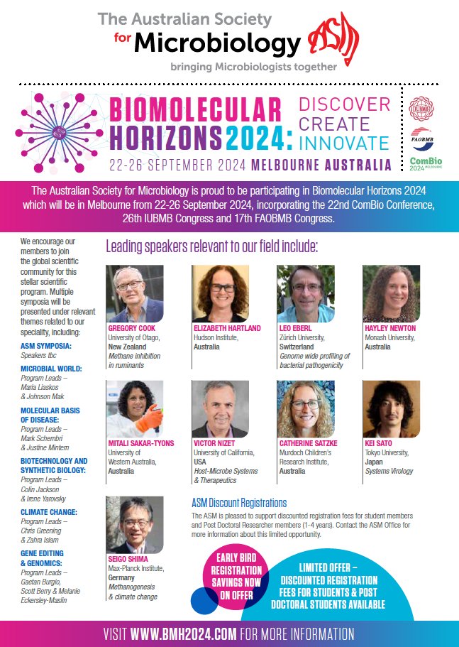 ASM (@aussocmic) on Twitter photo The program for <a href="/bmh2024Melb/">Biomolecular Horizons 2024</a> is now online - lots of microbiology (and discounted registration for ASM members) still on offer!
bmh2024.com The program for <a href="/bmh2024Melb/">Biomolecular Horizons 2024</a> is now online - lots of microbiology (and discounted registration for ASM members) still on offer!
bmh2024.com