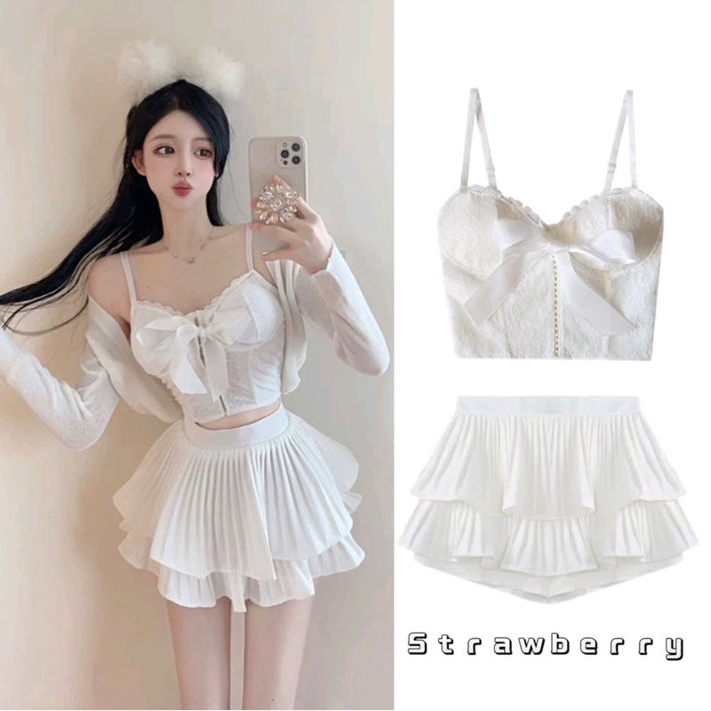 ลองดู 🍦พร้อมส่ง🍦เสื้อเซ็ท2ชิ้น ชุดสีขาว ชุดไปทะเล เสื้อสายเดี่ยว+กระโปรงสั้น มีฟองน้ำ น่ารักเซ็กซี่เบาๆ สำหรับผู้หญิง ในราคา ฿99 - ฿345 ที่ Shopee s.shopee.co.th/qYmqTJ3e?share…