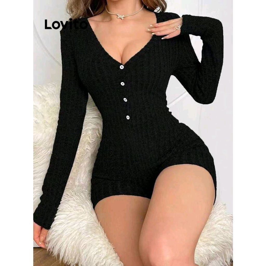 ลองดู Lovito จั๊มสูทกระดุมซี่โครงแบบลำลองสำหรับผู้หญิง LNL64403 ในราคา ฿118 - ฿239 ที่ Shopee s.shopee.co.th/607lvyCqB6?sha…