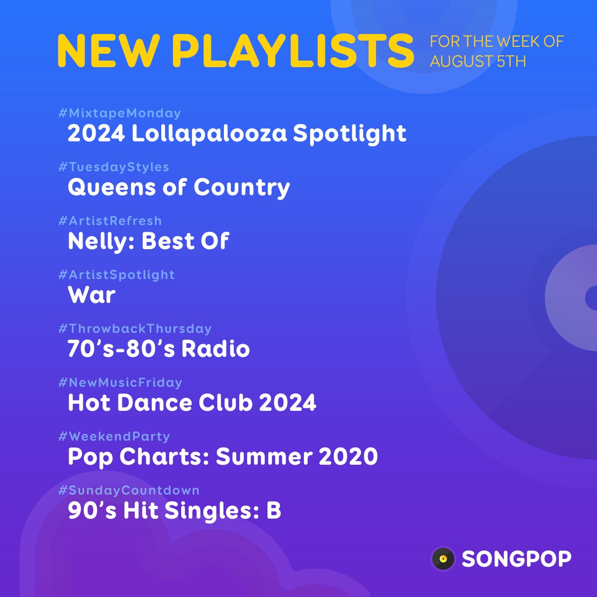 Check out all the #NewPlaylists coming to #SongPop this week!
