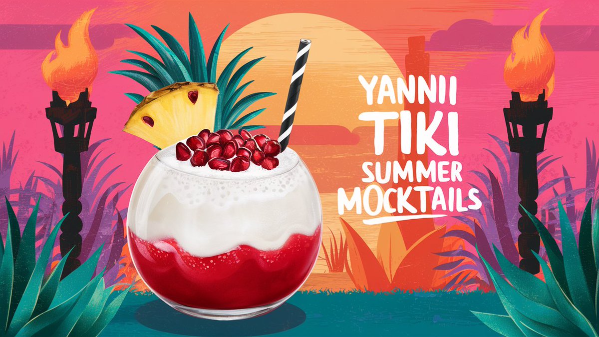 YanniTiki's tweet photo. 🌴✨ Introducing the Coconut Sunset Mocktail – a creamy, refreshing delight that will transport you straight to a tropical paradise! Made with rich coconut milk and vibrant pomegranate juice, this mocktail is garnished with fresh pomegranate seeds and a juicy pineapple wedge. https://t.co/zgPTPy2jpU