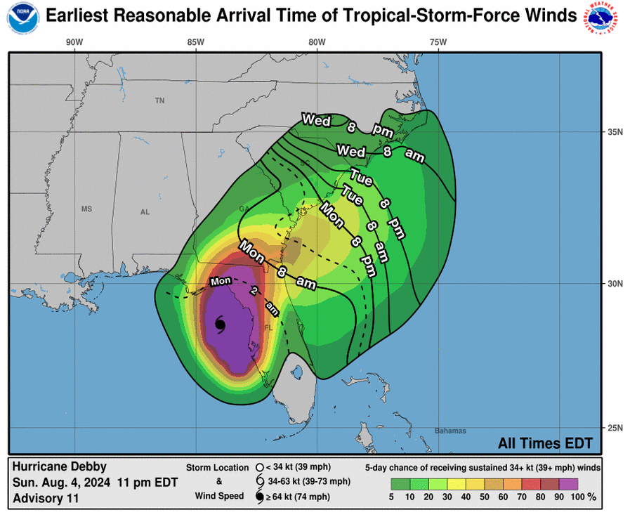LimWeather's tweet photo. #Debby now a #Hurricane forecast to peak =>85mph C1 by #Florida landfall
ALL interests there,#Georgia,#SouthCarolina,#NorthCarolina should rush them to completion!
#Wxtwitter #tropicswx #wxx #HurricaneSeason #HurricaneSeason2024 #FLwx #GAwx #SCwx #NCwx #hurricanedebby #BigBend https://t.co/PnONvSfthe