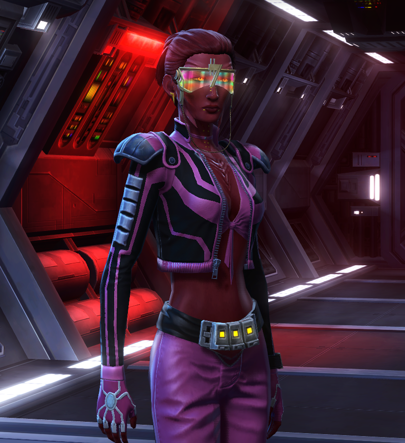 ArtsHellebore's tweet photo. @SWTOR #swtor - Mantelllian Privateer is an underrated but fantastic jacket (Currently 80% off on the CM). This is my #bratcore dance outfit.
Dye: Black & Dark Pink
Shades: High Roller
Gloves: Naga Saddow
Belt: Gifted Shadow
Pants: Ancient Ossan
Wrists & Boots: PvP Season Rewards https://t.co/GXfHwazeGE