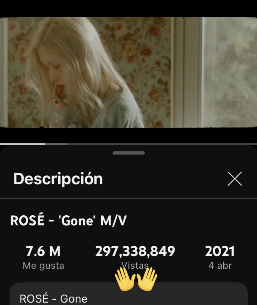 HAGAN STREAM A #GONE QUE ESTÁ A MENOS DE 3M DE LOS 300M ‼️‼️‼️

🔗 youtu.be/K9_VFxzCuQ0?si…

STREAM FOR ROSÉ
#ROSÉ #GoneTo300M