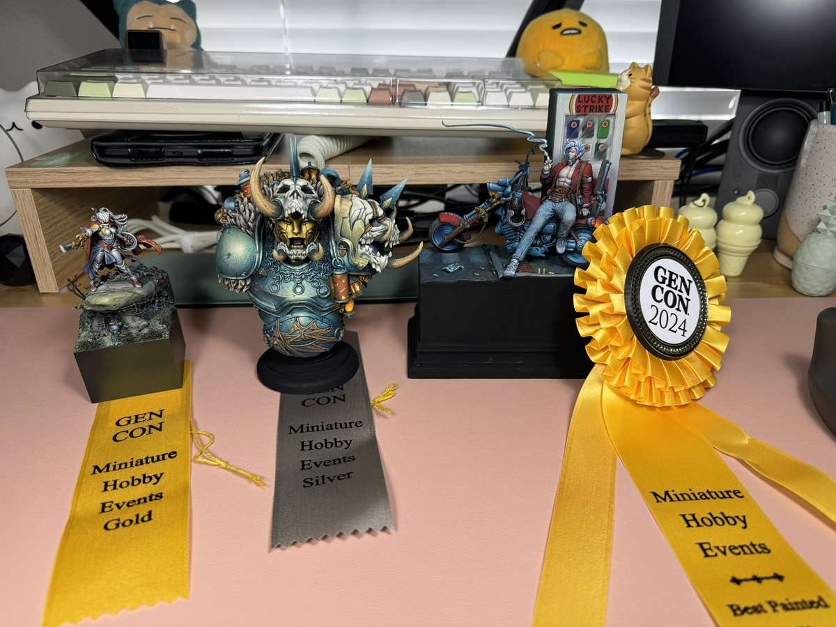 phdadd's tweet photo. Earned a gold in the small scale, best in category, and silver in the bust category at #GenCon2024 at the #mhe miniature painting competition.

#miniaturepainting #gencon #paintingminiatures #hobby #boardgames https://t.co/k0IqGMAizr