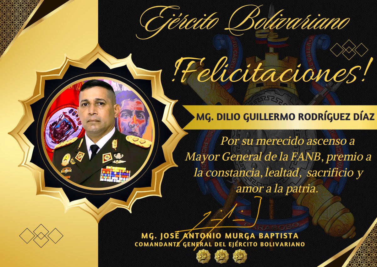 ejercito_ve's tweet photo. 🇻🇪 #Ascenso || Desde el Ejército Bolivariano felicitamos a nuestros Generales de la Fuerza Armada Nacional Bolivariana por su ascenso al grado de Mayor General. Su dedicación y compromiso son un ejemplo para todos los hombres y mujeres bajo su liderazgo. #SoloUnidosVenceremos https://t.co/FrbRaTFFD6