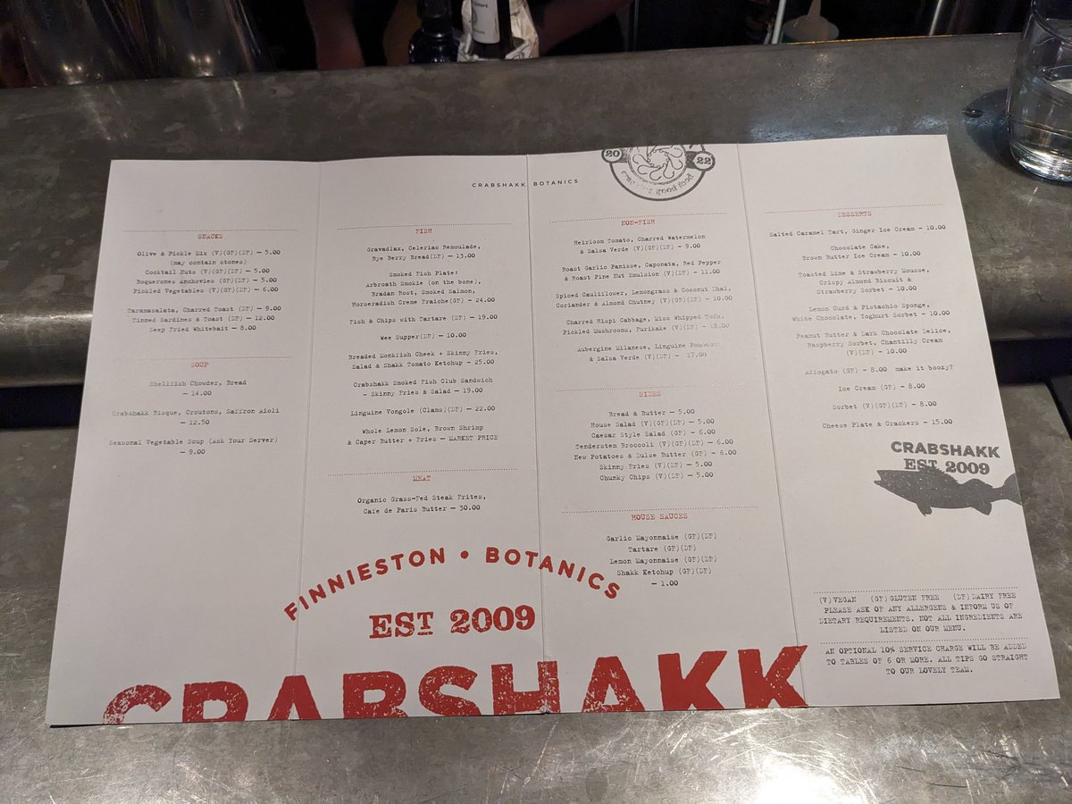 Dinner at Cranshakk as recommended by <a href="/nee_massey/">stuart murdoch</a> after his great tour of shooting locations from his movie God Help The Girl