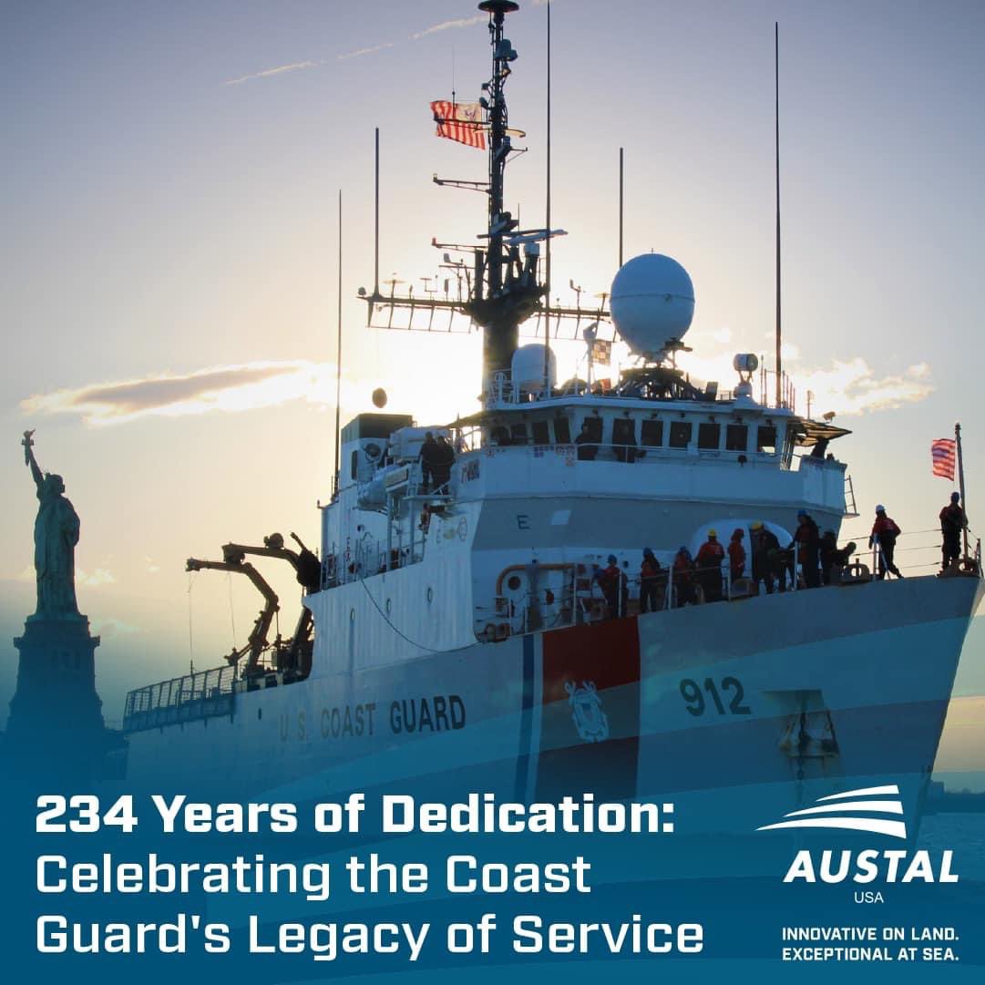 Austal USA (@austal_usa) on Twitter photo Happy Birthday to the brave women and men of the <a href="/uscoastguard/">U.S. Coast Guard</a>! Thank you for your service and dedication to protecting our Nation’s waters. We’re proud to build vessels that support your critical missions. Happy Birthday to the brave women and men of the <a href="/uscoastguard/">U.S. Coast Guard</a>! Thank you for your service and dedication to protecting our Nation’s waters. We’re proud to build vessels that support your critical missions.