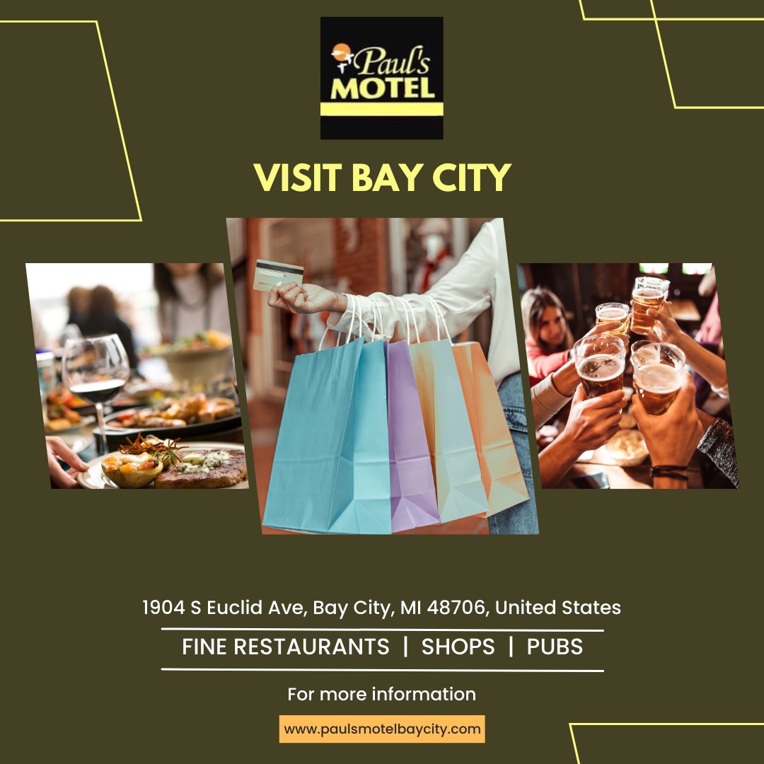 PaulMotelBayC's tweet image. Bay City is a hidden gem! Explore antique shops, specialty stores, fine restaurants, and cozy pubs all set in beautifully renovated 19th-century buildings. Complete your visit with a stay at Paul’s Motel. 🌟 #BayCity #AntiqueShops #FineDining #CozyPubs #PaulsMotel
