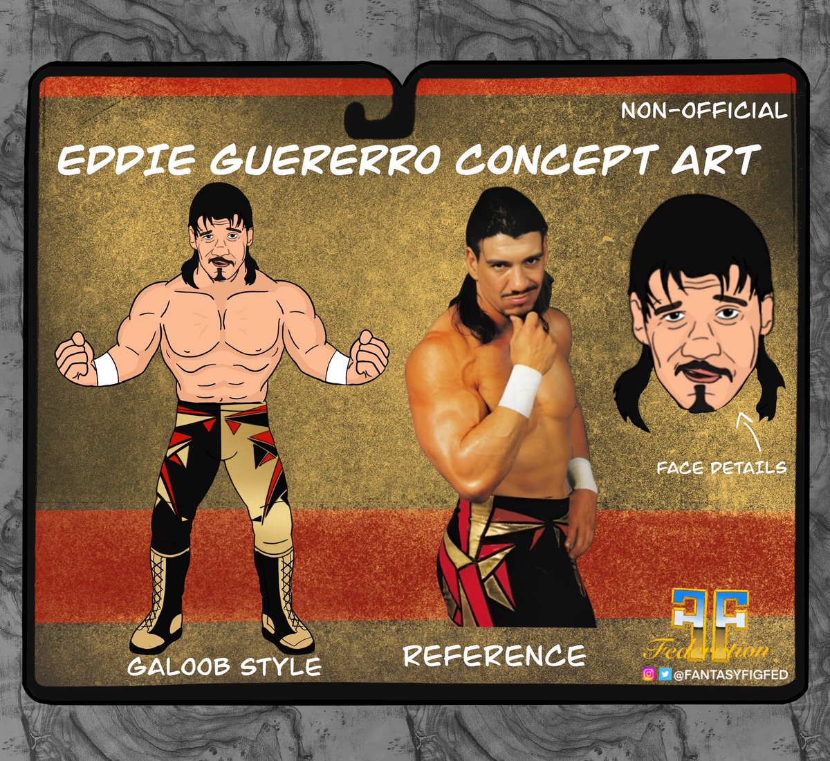 FantasyFigFed's tweet photo. Eddie Guerrero Galoob Style Wrestling Figure fan concept art! If the WCW Galoob line kept going through the Nitro era, Eddie Guerrero would absolutely be a must have! 

#eddieguerrero #wcw #nitro #galoob ##prowrestling #fanart #customwrestlingfigures #latinoheat #vivalaraza https://t.co/UwI888vyHs