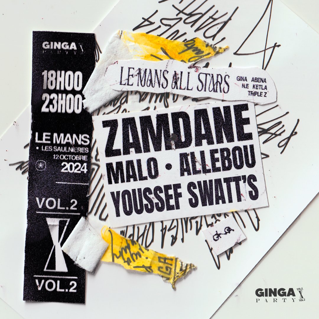 A l'initiative d'Allebou &amp; son label "Ginga Music", Zamdane, Malo, Youssef Swatt's et Allebou se produiront sur scène le 12 octobre au Mans pour une soirée qui s'annonce déjà mémorable

🎟️linktw.in/mwtCkl

<a href="/allebou/">Allebou</a> <a href="/zamdane/">zam</a> <a href="/froidcommedehor/">FROIDCOMMEDEHORS</a> <a href="/youssefswatts/">Youssef Swatt's</a>