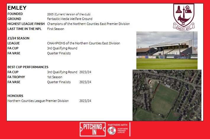 NorthernPremLge's tweet photo. Its a return of the @Emley_AFC name as the @NCEL Champions join the @PitchingIn_ NPL East. 

Here's not only a look at the new Emley side joining us, but a look back at the last time Emley were members of the League https://t.co/RzE9M6k3GU