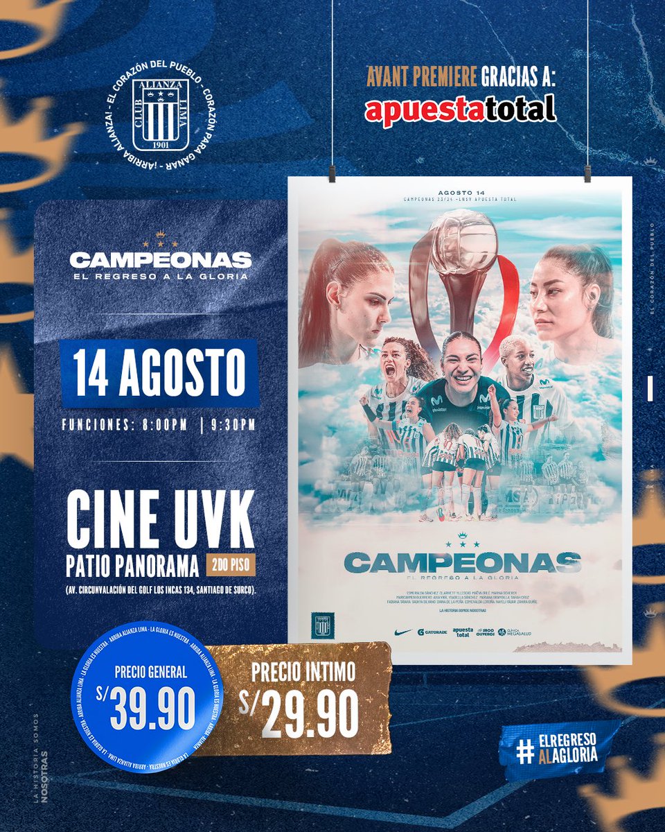 𝑉𝑒𝑛 𝑎𝑙 𝑨𝒗𝒂𝒏𝒕 𝑷𝒓𝒆𝒎𝒊𝒆𝒓 𝑑𝑒 "𝑪𝒂𝒎𝒑𝒆𝒐𝒏𝒂𝒔: 𝑬𝒍 𝑹𝒆𝒈𝒓𝒆𝒔𝒐 𝑨 𝑳𝒂 𝑮𝒍𝒐𝒓𝒊𝒂" 𝑔𝑟𝑎𝑐𝑖𝑎𝑠 𝑎 <a href="/apuestatotalof/">Apuesta Total</a>. 🏆

Y sé parte de la 𝗮𝗹𝗳𝗼𝗺𝗯𝗿𝗮 𝗮𝘇𝘂𝗹 con nuestras voleibolistas y comando técnico. 👏🏾

✅ La venta de entradas arranca mañana a