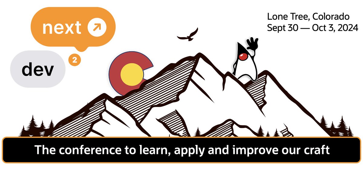 🧵 1/

Developers...

🗓️ The inaugural <a href="/dev2next/">dev2next</a> conference is coming up (Sept 30-Oct 3)
🏔️ Held in Colorado, USA
🛜 Connect w/many #Java luminaries &amp; <a href="/Java_Champions/">Java Champions</a> 
🎟️ Register NOW and SAVE $50!
🛟 Use discount code: WHATS_NEXT
➡️ dev2next.com

#Dev2Next