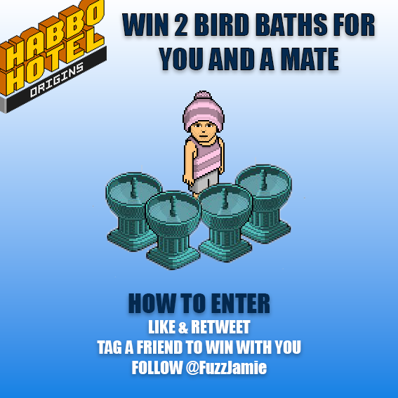 Here we go my first giveaway on
<a href="/HabboOrigins/">Habbo Hotel: Origins</a>
Goodluck everyone will be drawn on 9th August.

#HabboOrigins <a href="/Habbo/">Habbo</a> #HabboHotelOrigins #Habbo #habbogiveaway