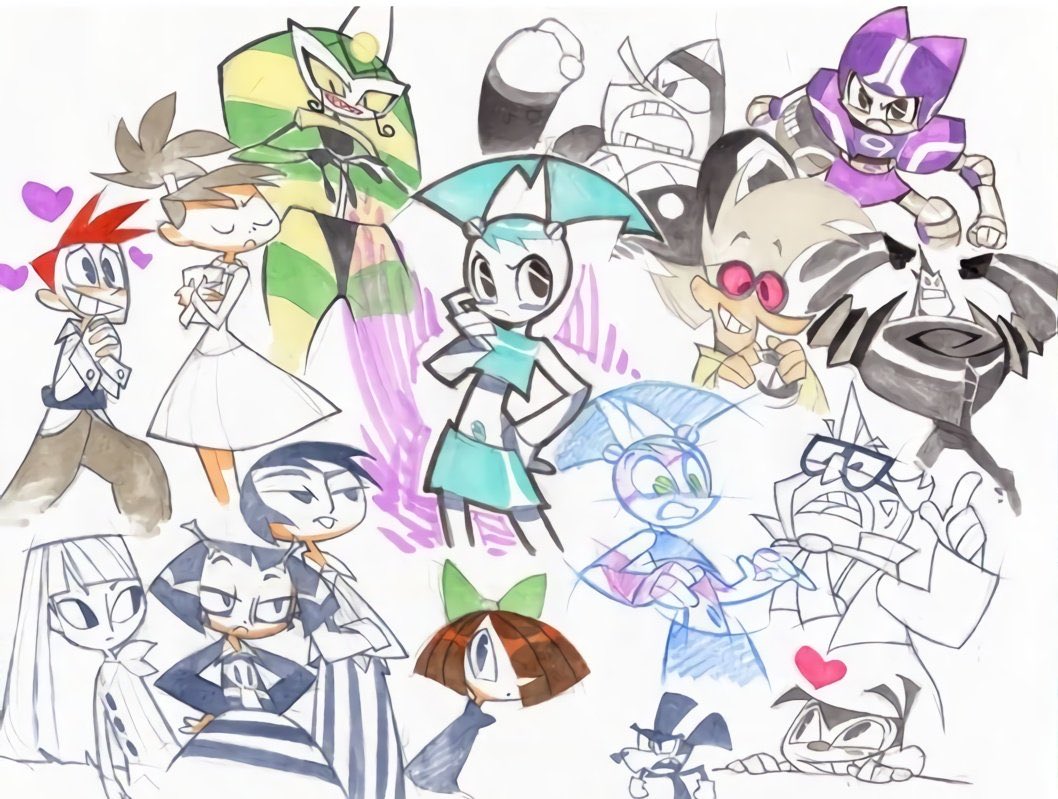 Cast of "My Life as a Teenage Robot" drawn by Yoh Yoshinari (Little Witch Academia, BNA...)