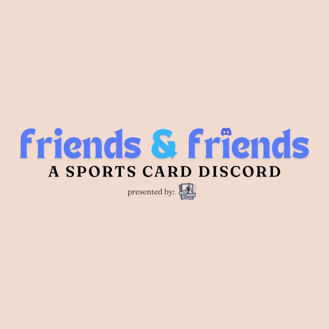 RizzCards's tweet photo. Happy to announce our brand new FREE discord: Friends & Friends 🚨

It’ll be an extremely organized way to buy and sell cards, sorted by sport and price. There will be channels to promote shows, chat about sports, submit your cards for grading, and more!  

It’s completely free and should give us all another avenue to grow! 

Join here and tell ya friends:

https://t.co/oGGteZFdmI