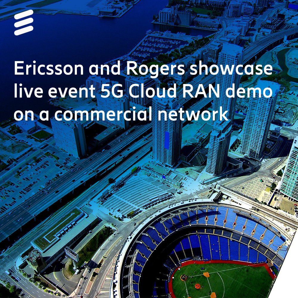 EricssonNA's tweet photo. Our latest innovation with @AboutRogers is a gamechanger for live events! ✨🏟️

Together, we completed the first-ever live event trial deployment of #5GCloud RAN technology over a commercial network in #Canada during a @BlueJays game. Learn more: https://t.co/GbCZJy0bqq https://t.co/Vj3bxCsH0M