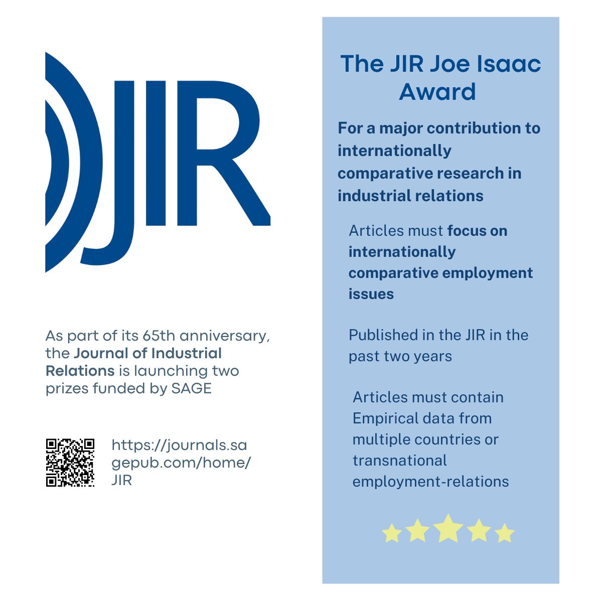 Journal of Industrial Relations (@jirjournal) on Twitter photo 🎉 We are excited to announce the 𝐉𝐨𝐞 𝐈𝐬𝐚𝐚𝐜 𝐏𝐫𝐢𝐳𝐞 ࿔*:・゚
journals.sagepub.com/home/JIR
#IndustrialRelations #JoeIsaacPrize
<a href="/SageJournals/">Sage Journals</a> 🎉 We are excited to announce the 𝐉𝐨𝐞 𝐈𝐬𝐚𝐚𝐜 𝐏𝐫𝐢𝐳𝐞 ࿔*:・゚
journals.sagepub.com/home/JIR
#IndustrialRelations #JoeIsaacPrize
<a href="/SageJournals/">Sage Journals</a>