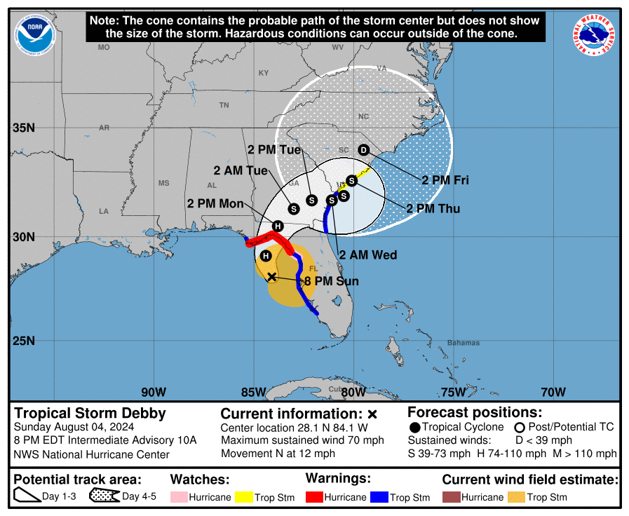 LimWeather's tweet photo. 70mph #Debby forecast to peak =>85mph C1 #Hurricane or even C2 at #Florida landfall
ALL interests should rush them to completion
#Wxtwitter #tropicswx #wxx #HurricaneSeason #HurricaneSeason2024 #FLwx #GAwx #SCwx #NCwx #TropicalStormDebby #hurricanedebby #BigBend #VAwx #FlashFlood https://t.co/8VRDxm2vv2