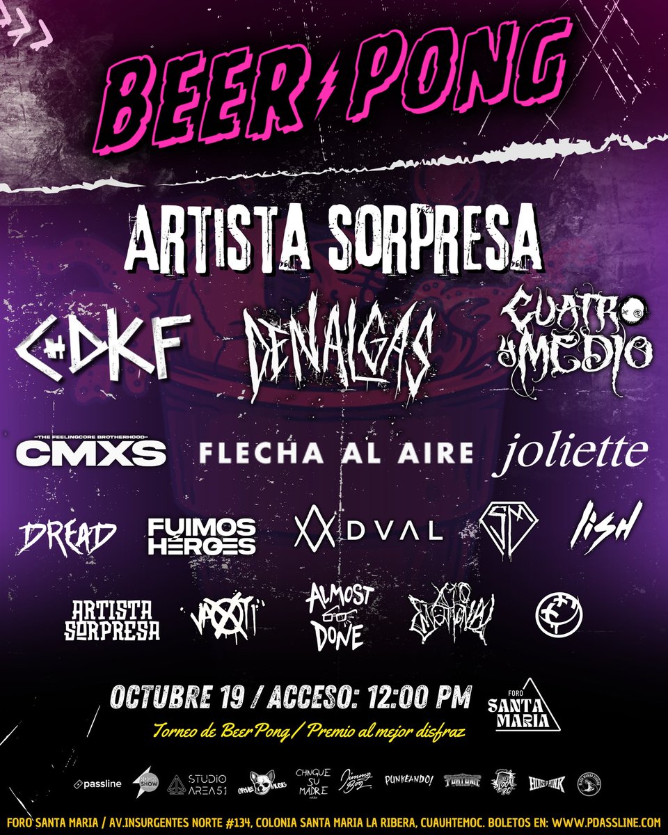 ¡Regresamos! Sobrevivimos a la pandemia, pero nadie nos avisó que ya habían regresado las cosas a la normalidad, así que nos quedamos viviendo bajo una piedra. ¡Gracias por la invitación al Beer Pong Fest! Estamos muy emocionados por regresar a tocar para ustedes. <a href="/FlechaAlAire/">Flecha Al Aire</a>