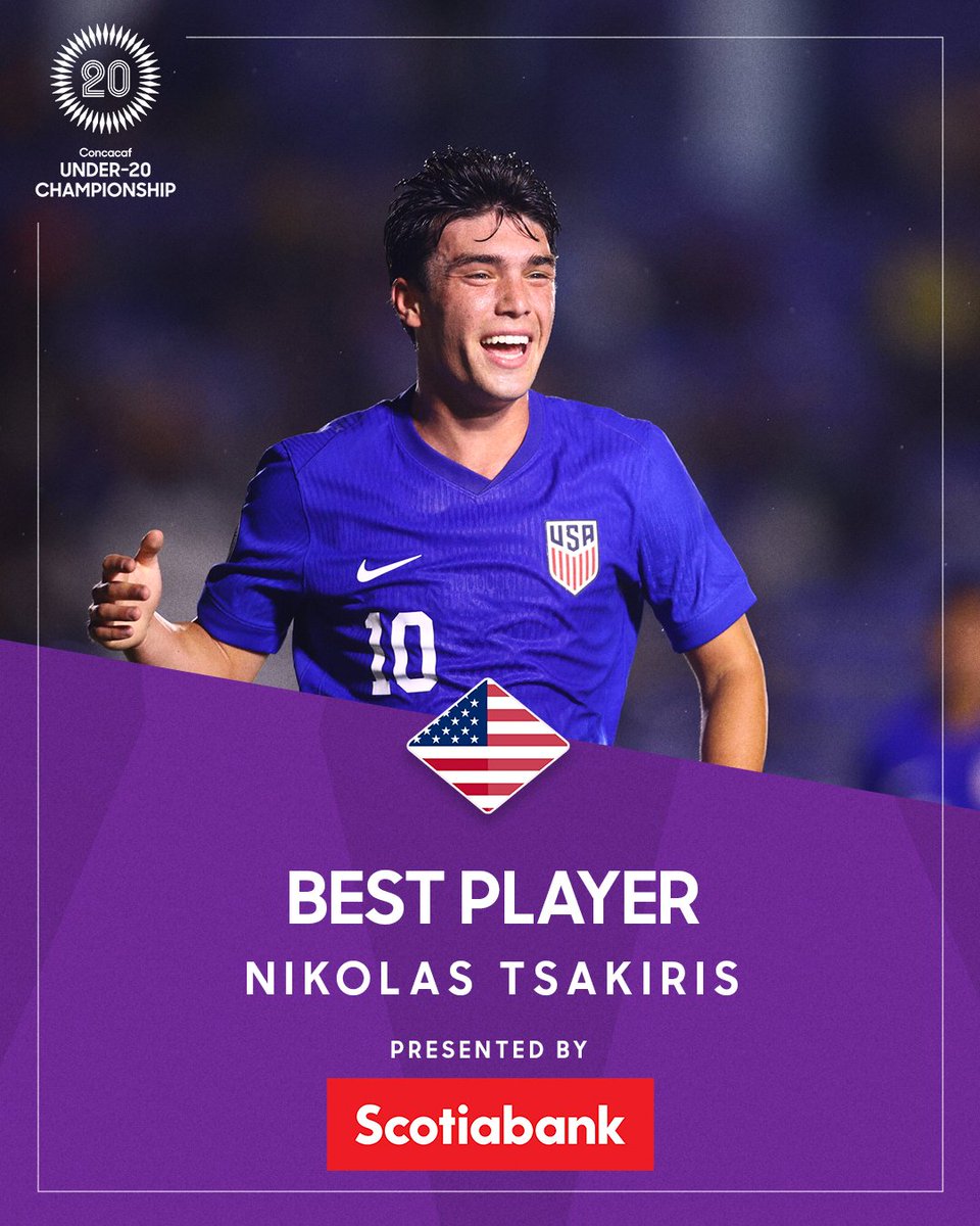 🌟 Best Player of the #U20Championship is 🇺🇸 Nikolas Tsakiris! Outstanding talent on the field! 🏅

Presented by <a href="/ScotiabankFC/">Scotiabank FC</a>